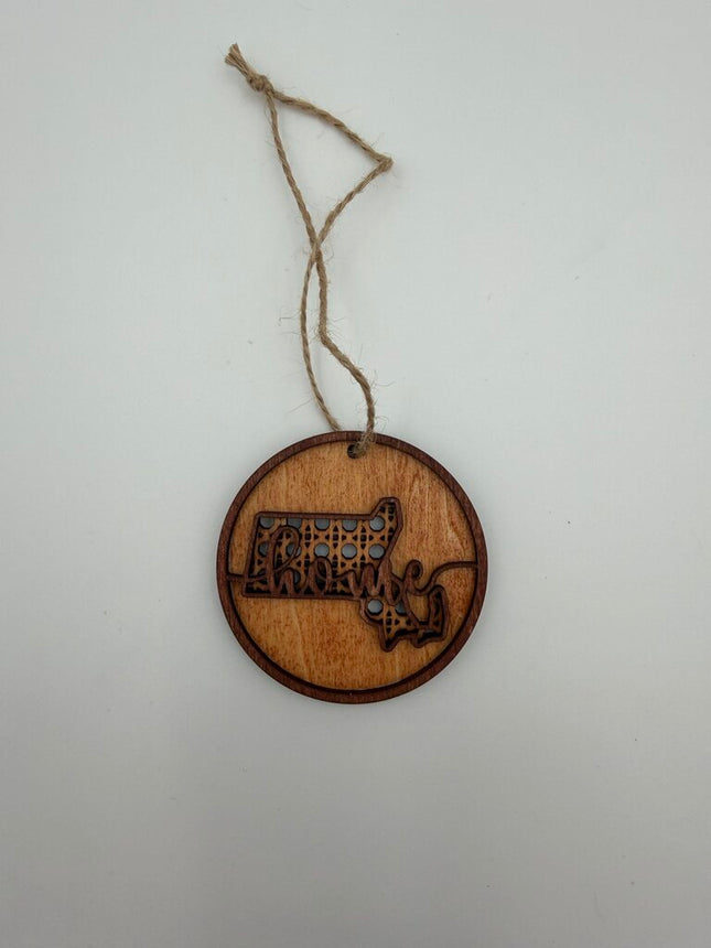 Massachusetts Rattan Wood Ornament