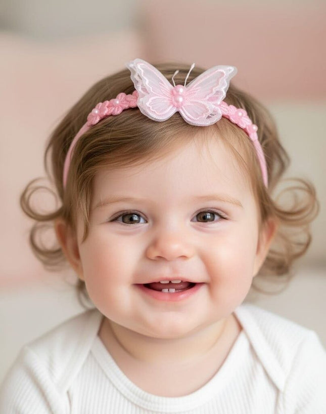 Pink Butterfly Baby Headband