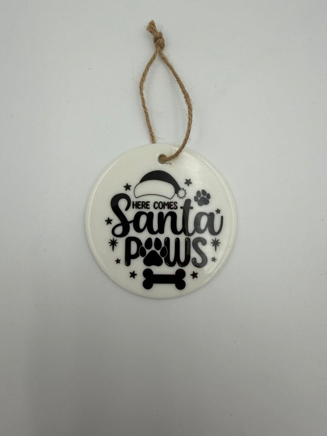 Santa Paws Ceramic Ornament
