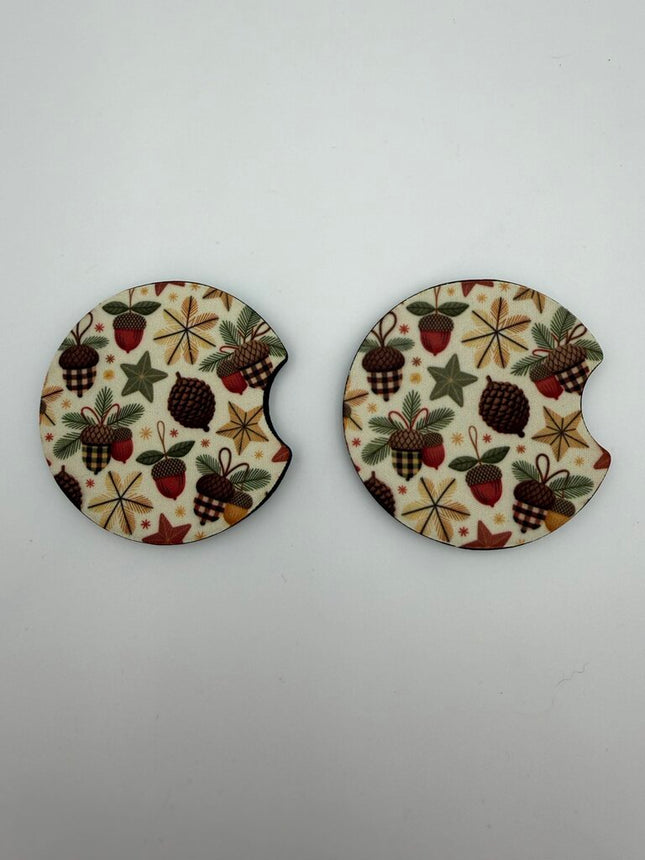 Country Acorns Neoprene Car Coaster Set