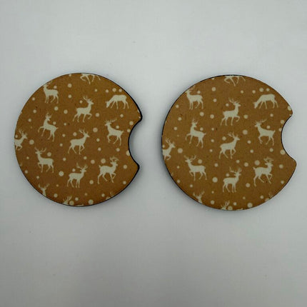 Reindeer Neoprene Car Coaster Set