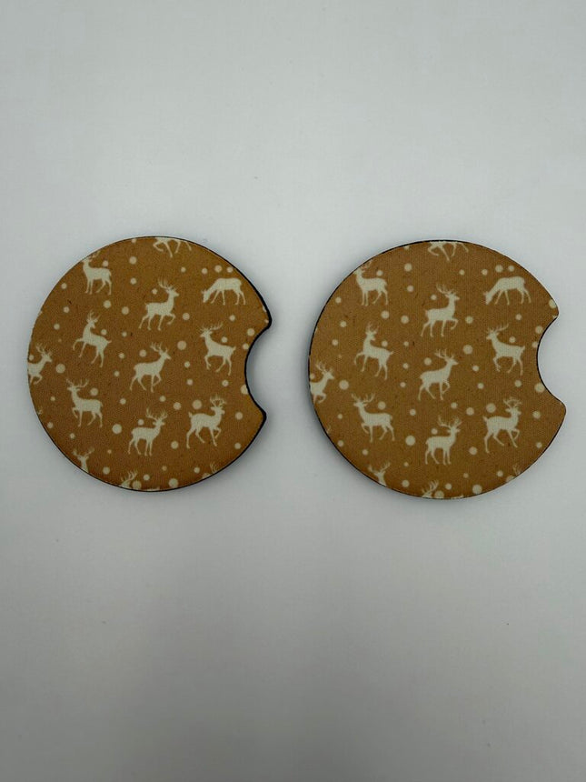 Reindeer Neoprene Car Coaster Set