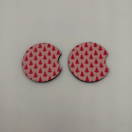 Lt. Pink Tree Neoprene Car Coaster Set