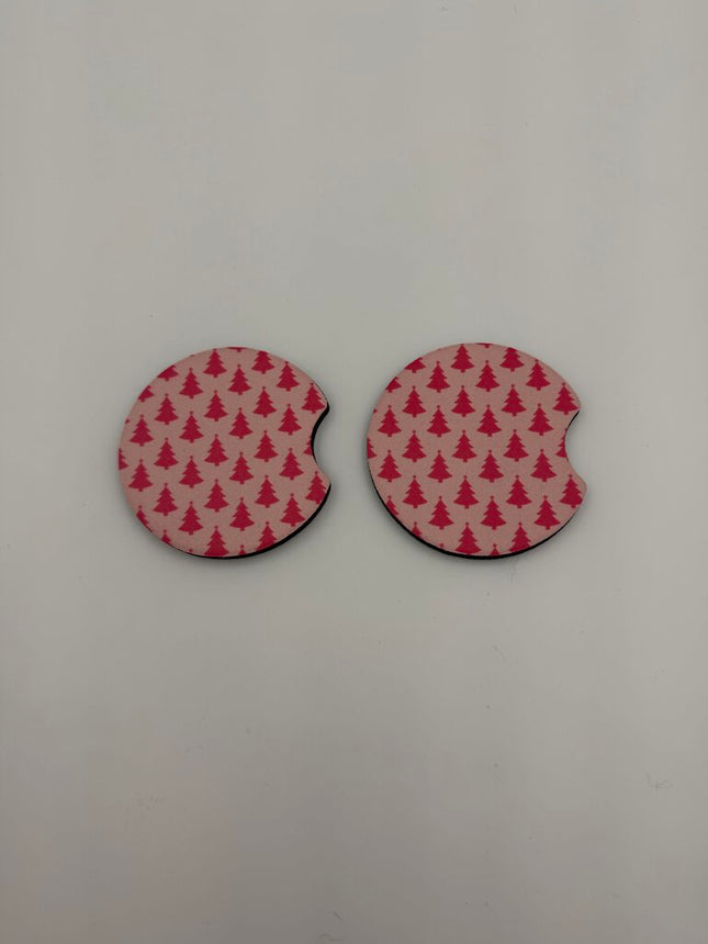 Lt. Pink Tree Neoprene Car Coaster Set