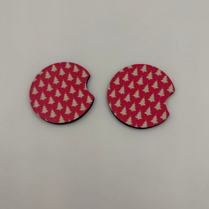 Dk. Pink Tree Neoprene Car Coaster Set