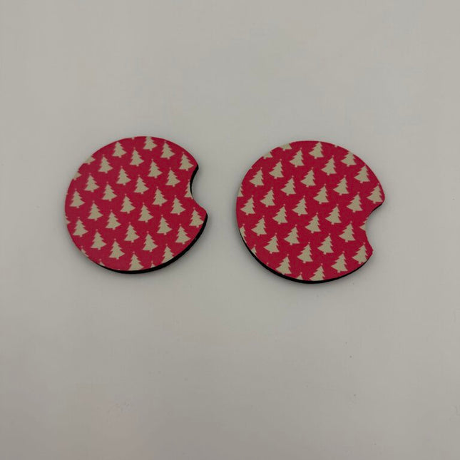 Dk. Pink Tree Neoprene Car Coaster Set