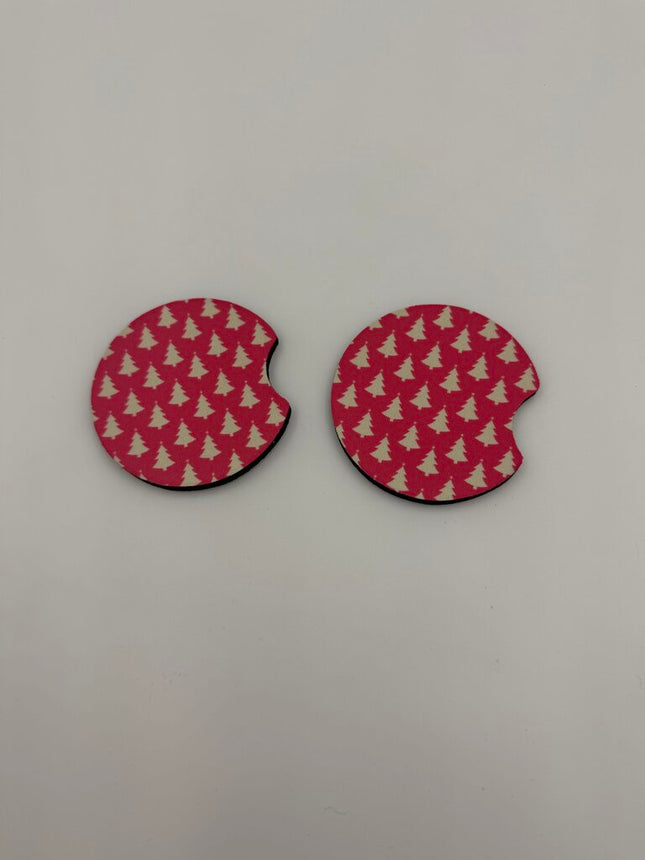 Dk. Pink Tree Neoprene Car Coaster Set