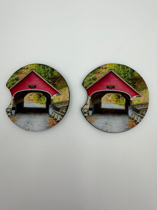 Covered Bridge Neoprene Car Coaster Set