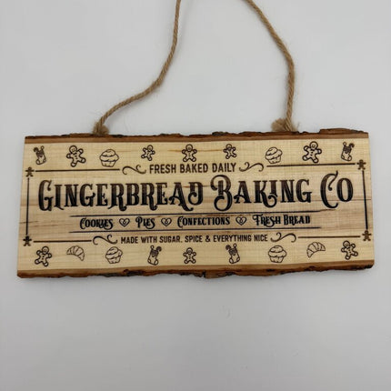 Gingerbread Engraved Wood Hanging Sign