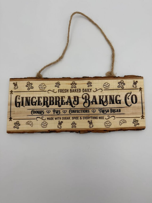 Gingerbread Engraved Wood Hanging Sign