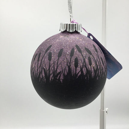 Deep Purple Cattail Ornament Lg Round