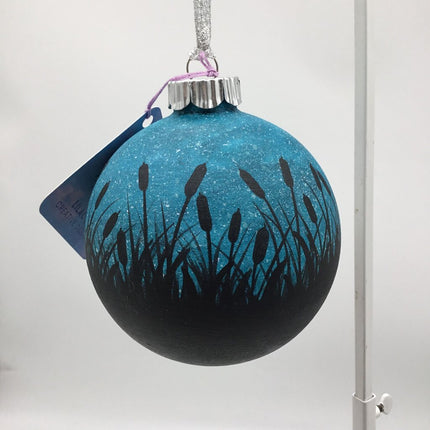 Teal Cattail Ornament Lg Round