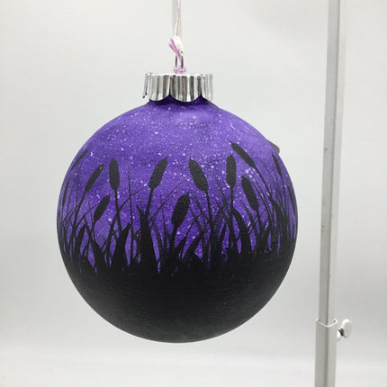 Purple Cattail Ornament Lg Round