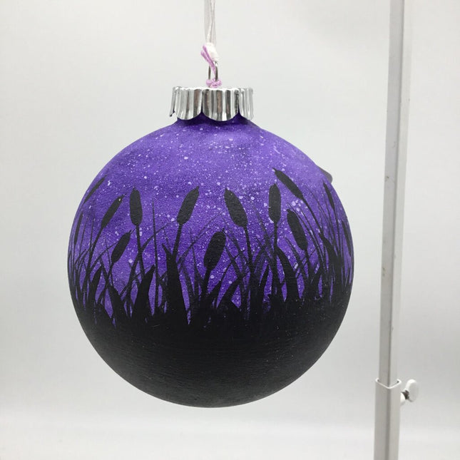 Purple Cattail Ornament Lg Round