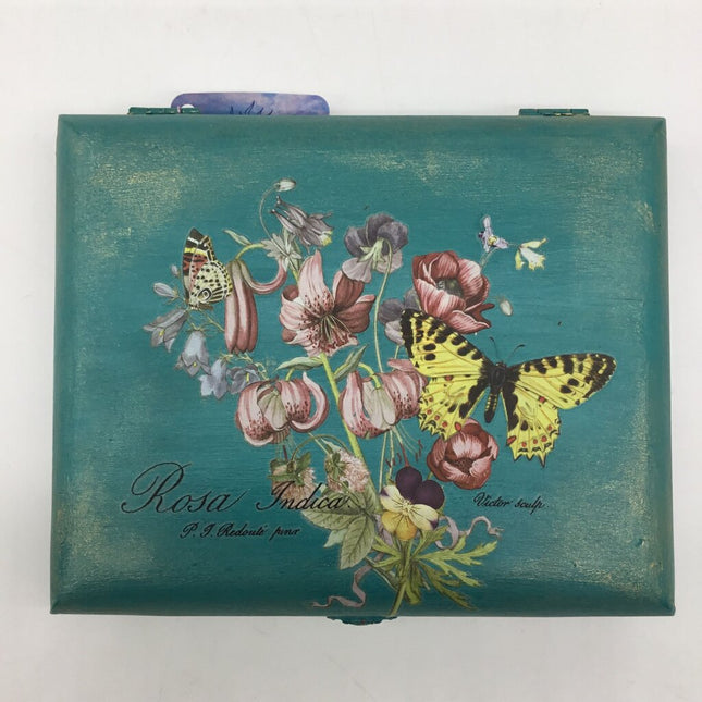 Teal & Floral Jewelry Box
