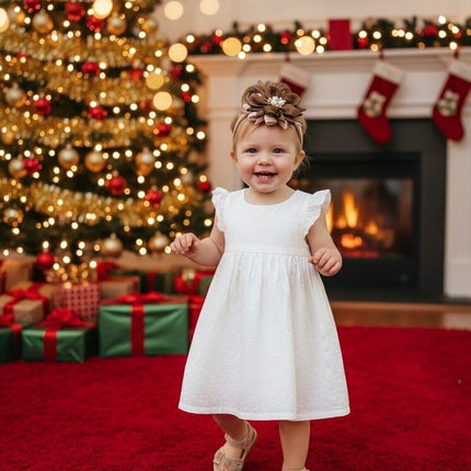Elegant Brown & Blush Pearl Flower baby Headband