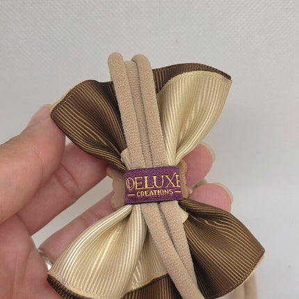 Elegant Brown & Blush Pearl Flower baby Headband