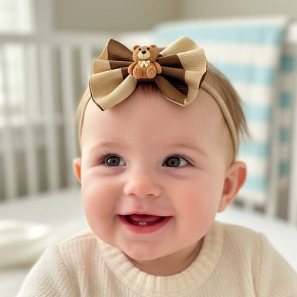 Elegant Brown & Blush Pearl Flower baby Headband