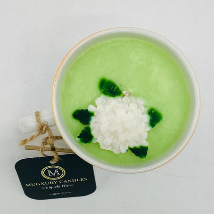 Jasmine Green Tea (Green Stripe Teacup) - Mug Candle - 100% Soy Wax