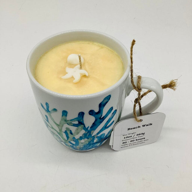 Beach Walk (Coral Mug) - Mug Candle - 100% Soy Wax