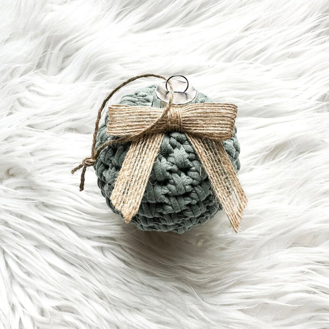 Crochet Ornament with Bow in Lichen