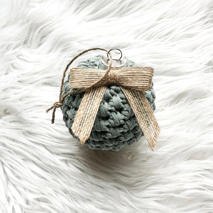 Crochet Ornament with Bow in Lichen