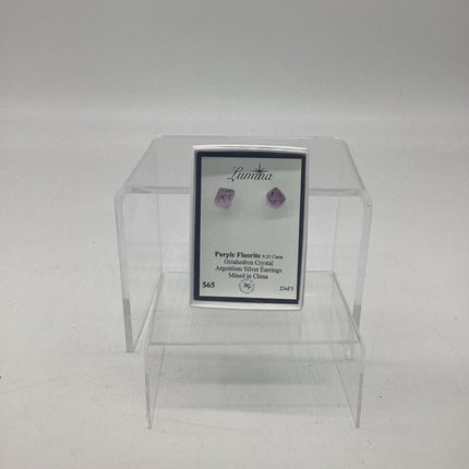 23eF3 - 9.25 Total Carat Weight Fluorite Argentium Silver Earrings