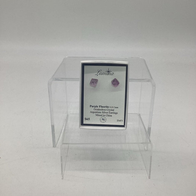 23eF3 - 9.25 Total Carat Weight Fluorite Argentium Silver Earrings