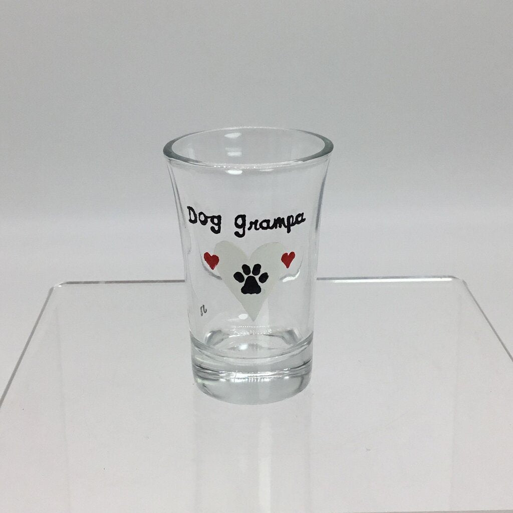 Dog Grandpa Shotglass, Hand Painted, Heat Cured, Hand Wash