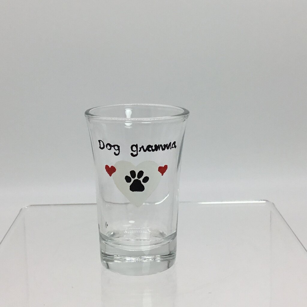 Dog Grandma Shotglass, Hand Painted, Heat Cured, Hand Wash