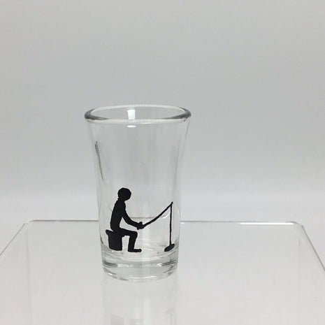 Fisherman Shotglass Hand Painted, Heat Cured, Hand Wash