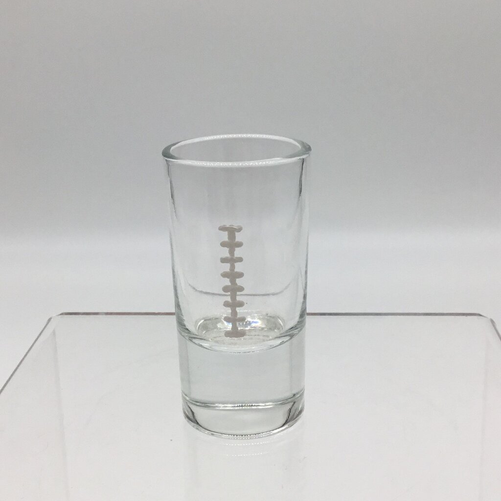 Football Stitch Shotglass Hand Painted, Heat Cured, Hand Wash