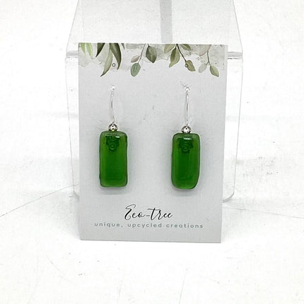 Rectangular Green Earrings