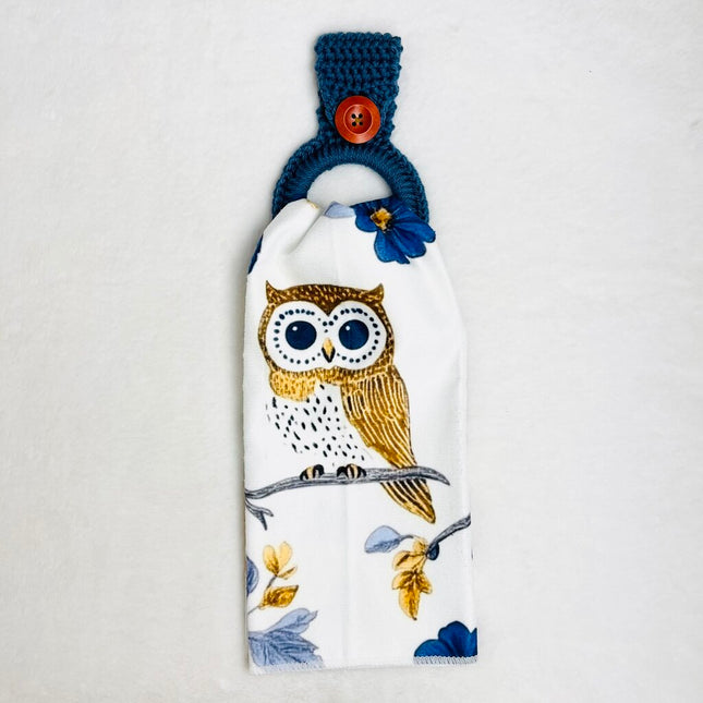 Hanging Towel Set - Owl with Blue Flowers