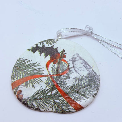 Cardinal Outline w/ Pine Sand dollar ornament ( Oregon, 30+ years ago)