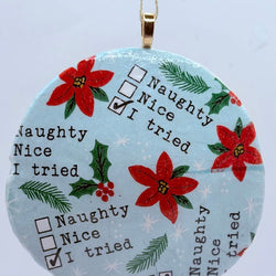 Naughty/Nice/I Tried Sand Dollar Ornament (Oregon, 30+ yrs ago) - view 3