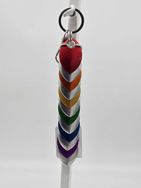 Silver Rainbow Dragon Scale Fidget Keychain Long