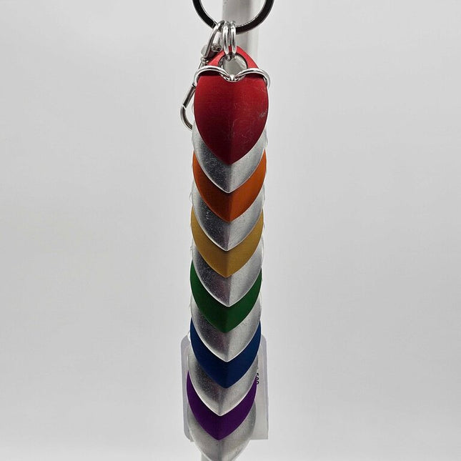 Silver Rainbow Dragon Scale Fidget Keychain Long