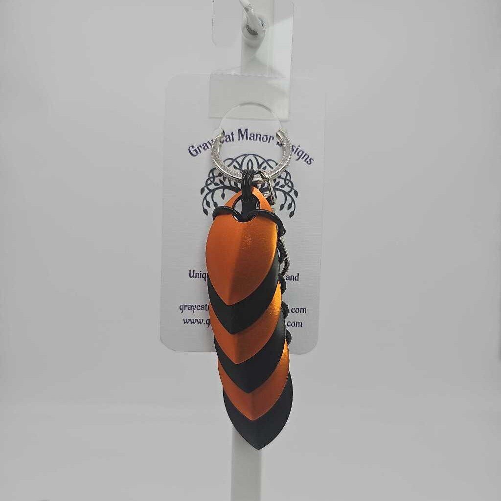 Black Orange Dragon Scale Fidget Keychain Short