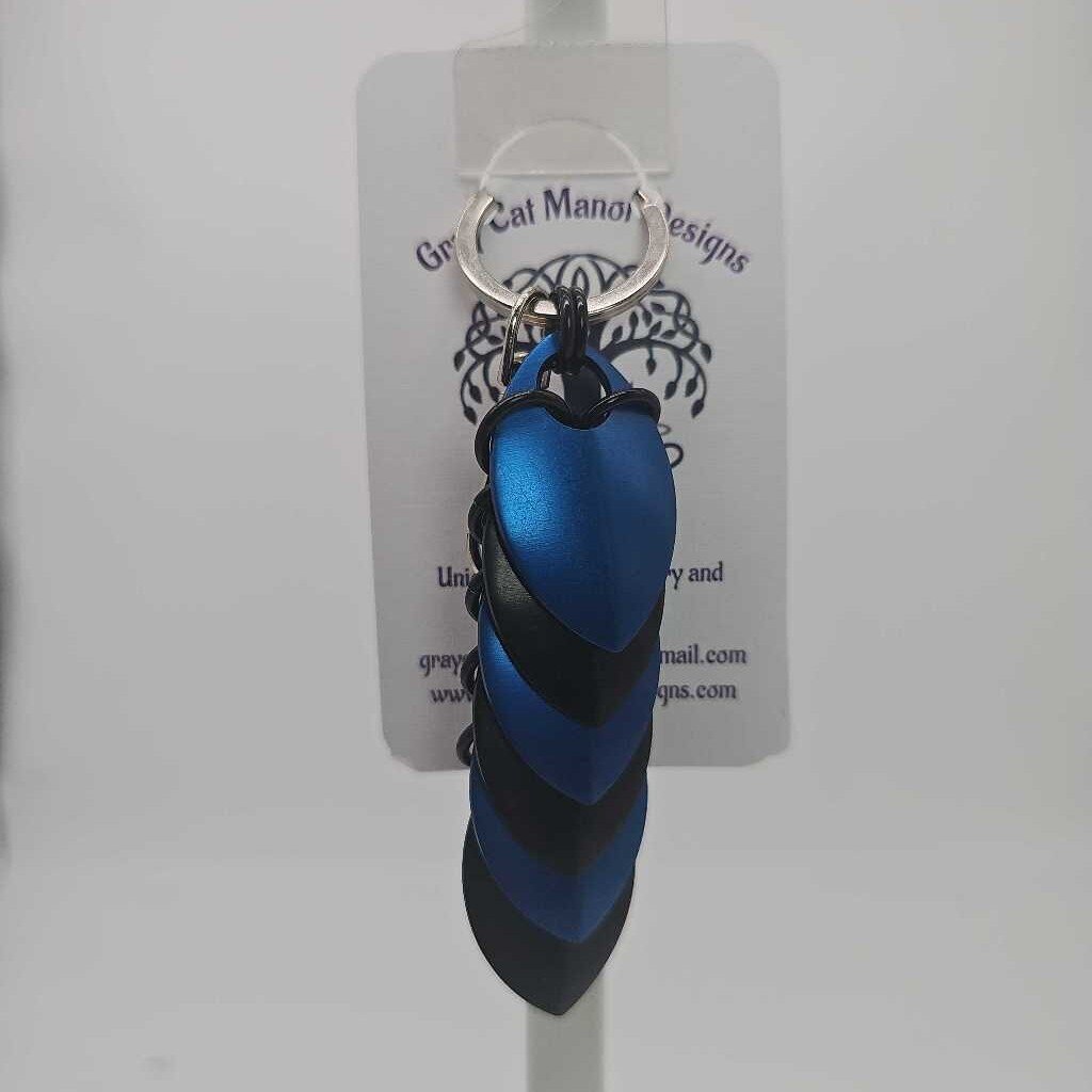 Black Blue Dragon Scale Fidget Keychain Short