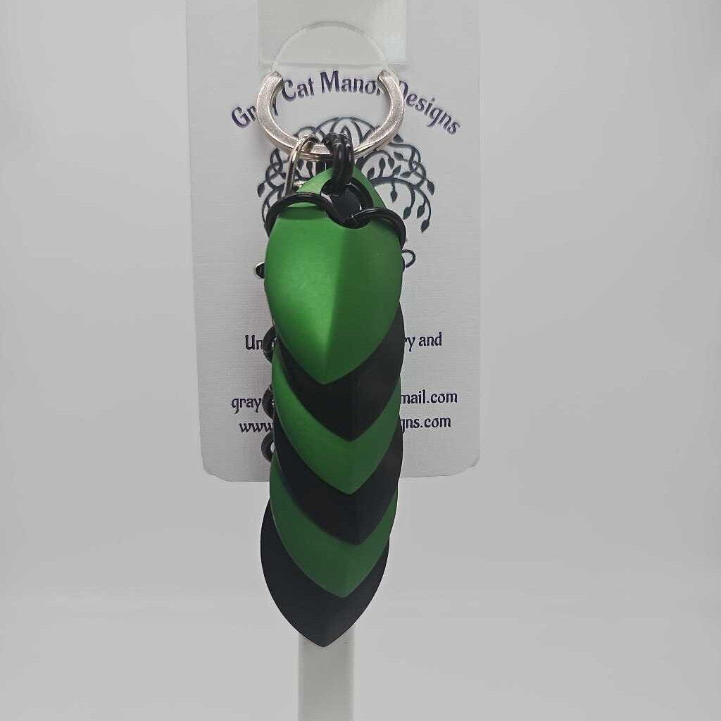 Black Green Dragon Scale Fidget Keychain Short