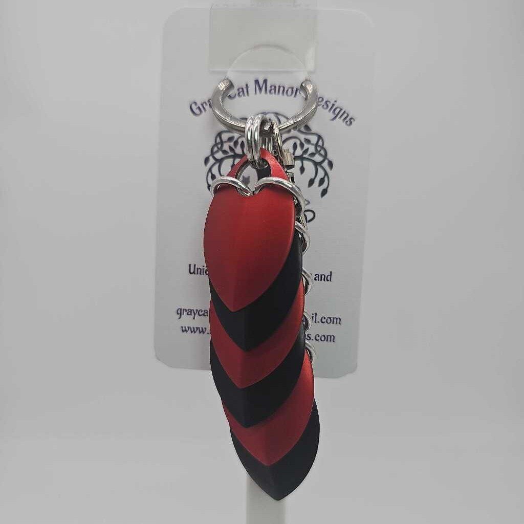 Black red Dragon Scale Fidget Keychain Short