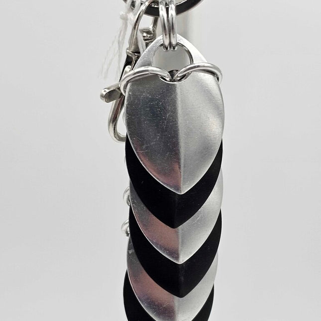 Black Silver Dragon Scale Fidget Keychain Short