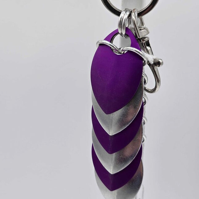 Silver, Purple Dragon Scale Fidget Keychain Short