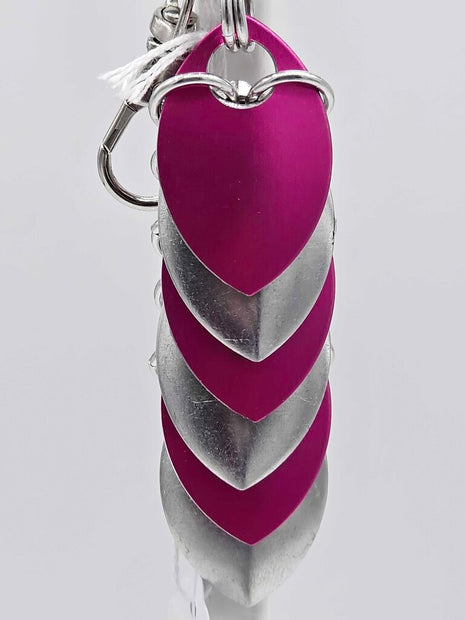 Silver, Pink Dragon Scale Fidget Keychain Short