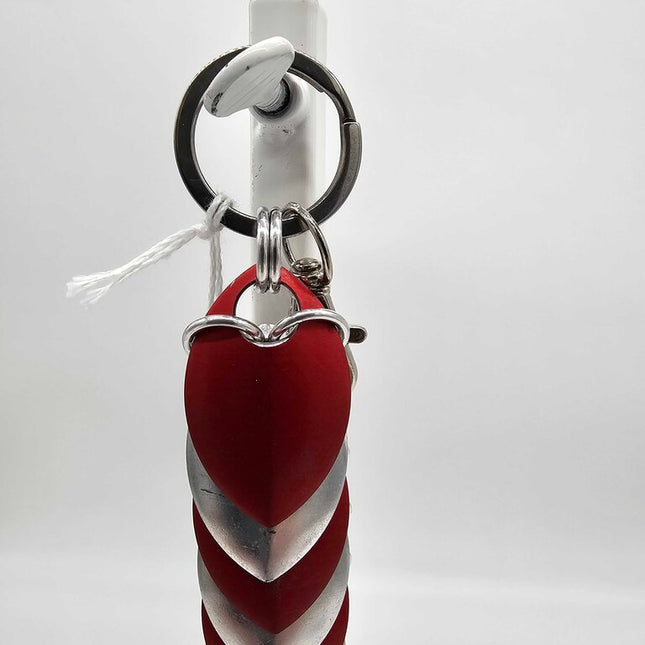 Silver, Red Dragon Scale Fidget Keychain Short