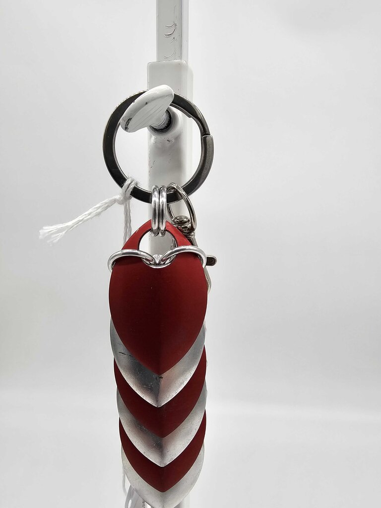 Silver, Red Dragon Scale Fidget Keychain Short
