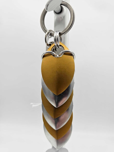 Silver, Gold Dragon Scale Fidget Keychain Short