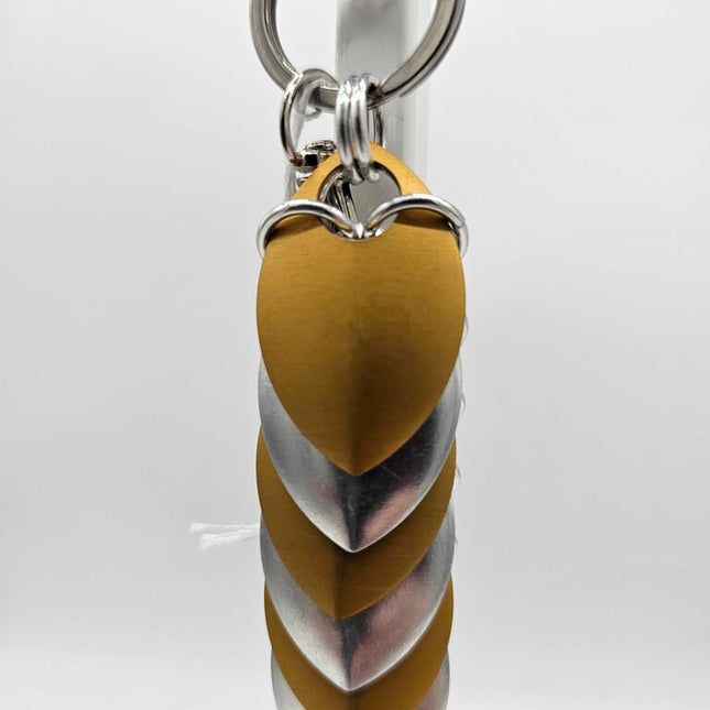 Silver, Gold Dragon Scale Fidget Keychain Short