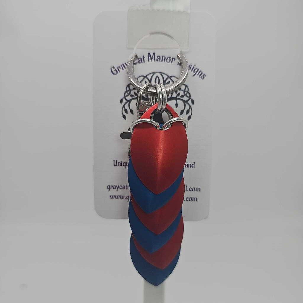 Red Blue Dragon Scale Fidget Keychain Short